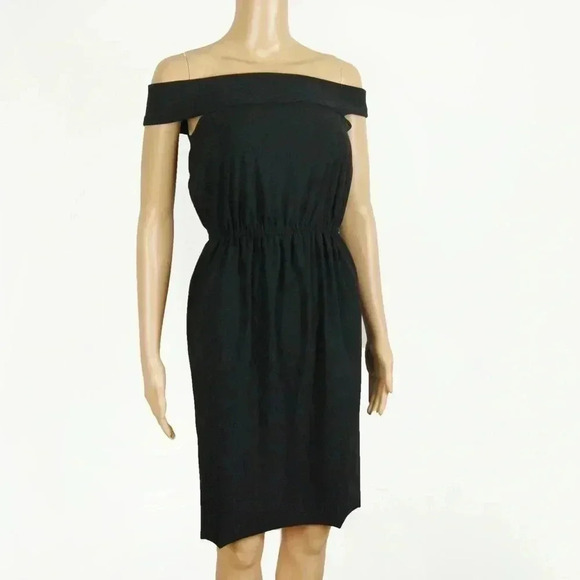Greta Constantine Bander  Open Shoulder Black Midi Dress - Picture 1 of 4